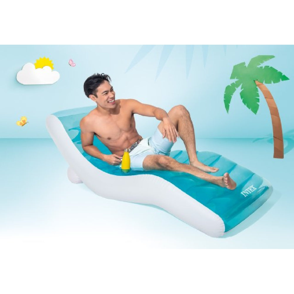 INTEX Splash Lounge Inflatable Chair – Contoured Wave-Shape Water Recliner with Integrated Cup Holder (13+) - Image 2