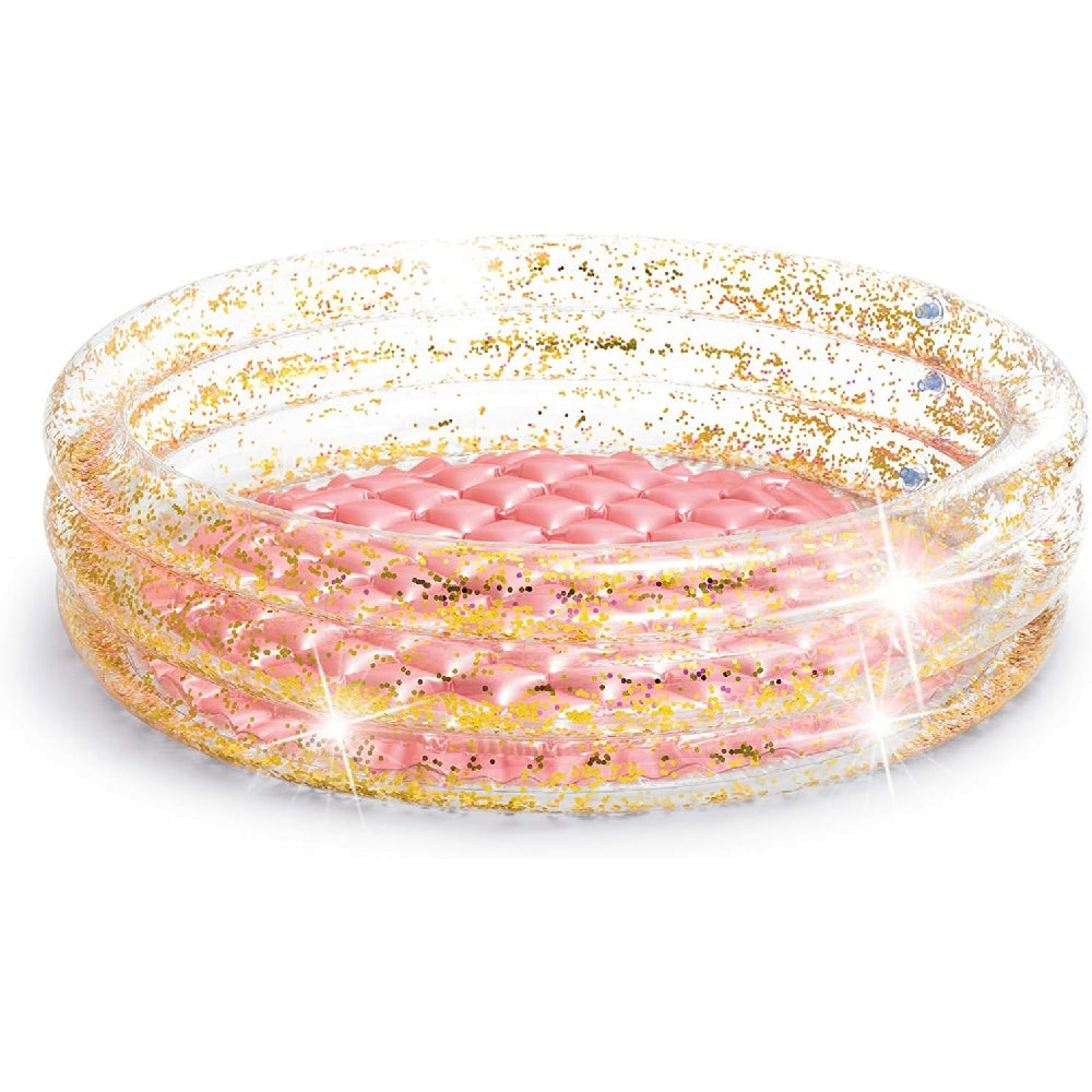 INTEX Glitter Mini Inflatable Baby Pool – Sparkling Gold/Silver Padded Bottom Splash Pool for Infants - Image 2