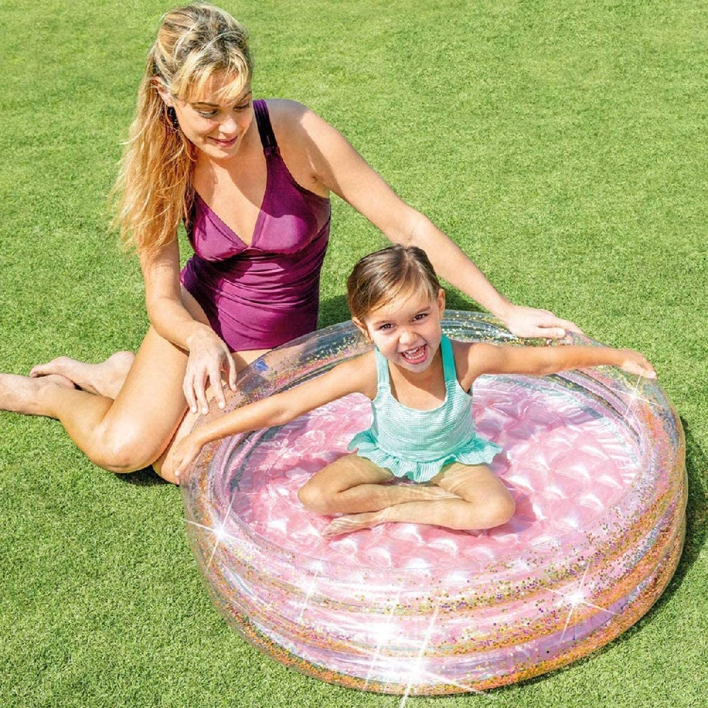 INTEX Glitter Mini Inflatable Baby Pool – Sparkling Gold/Silver Padded Bottom Splash Pool for Infants - Image 4