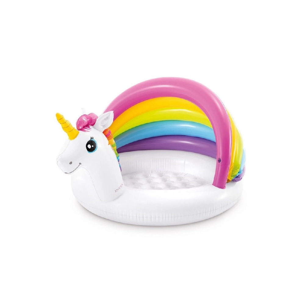 INTEX Unicorn Inflatable Baby Pool – Colorful Toddler Splash Pool with Padded Floor and Soft Unicorn Head