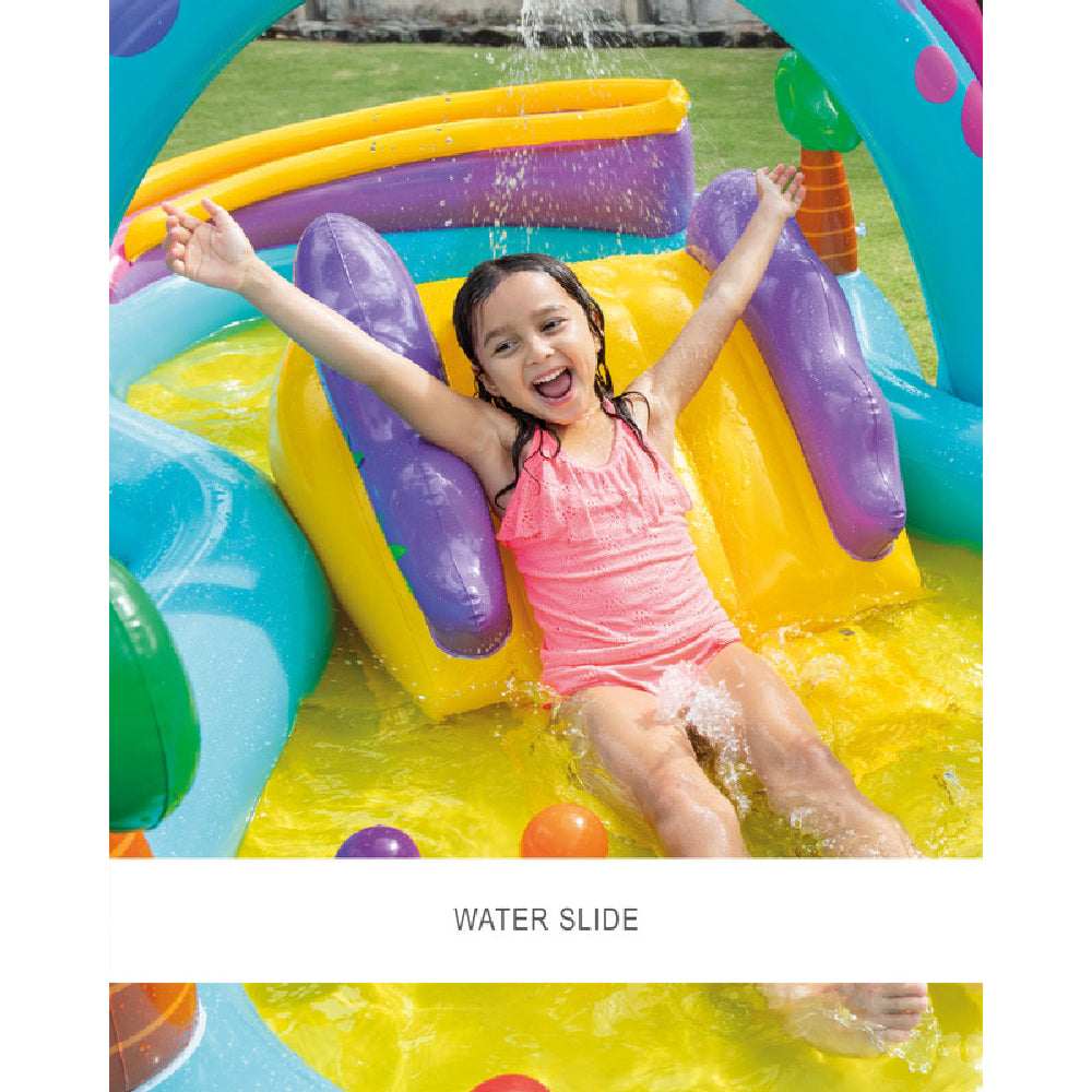 INTEX Dinoland Inflatable Water Play Center – Large Backyard Splash Pad with Slide & Dino Hoops - Image 5