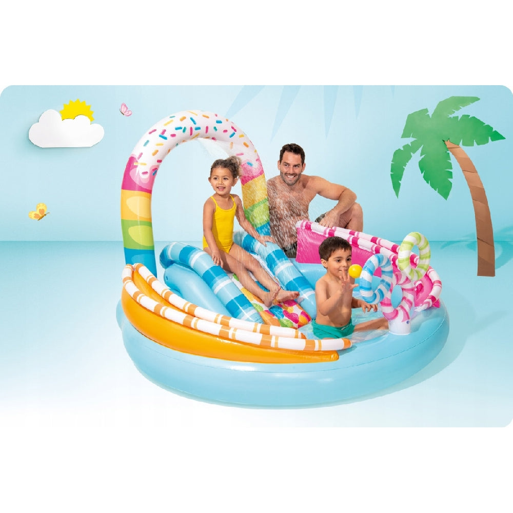 INTEX Candy Fun Inflatable Play Center – Vibrant Water Splash Pad with Slide & Sweets-Themed Inflatables - Image 4