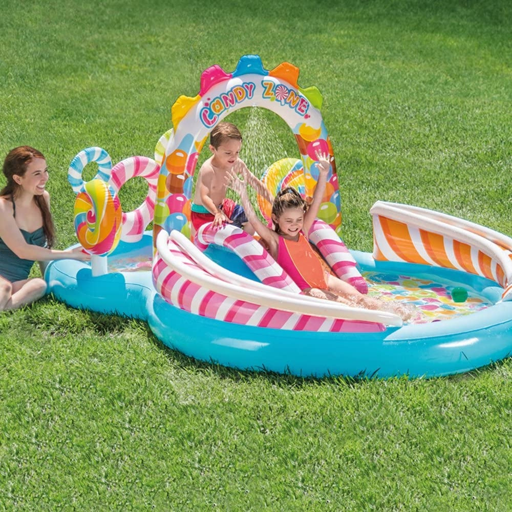 INTEX Candy Zone Inflatable Play Center – Giant Gingerbread Water Park with Slide, Rails & Candy Ball Game - Image 4