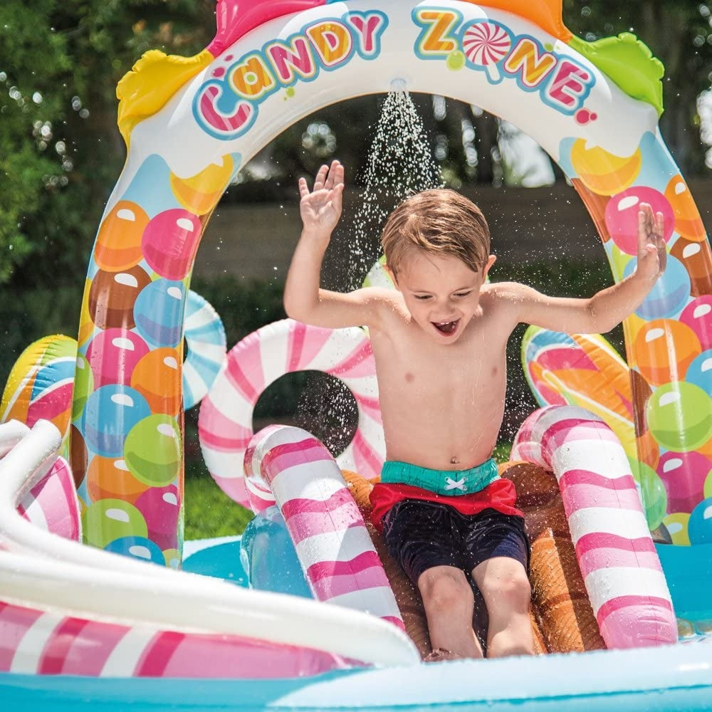 INTEX Candy Zone Inflatable Play Center – Giant Gingerbread Water Park with Slide, Rails & Candy Ball Game - Image 5