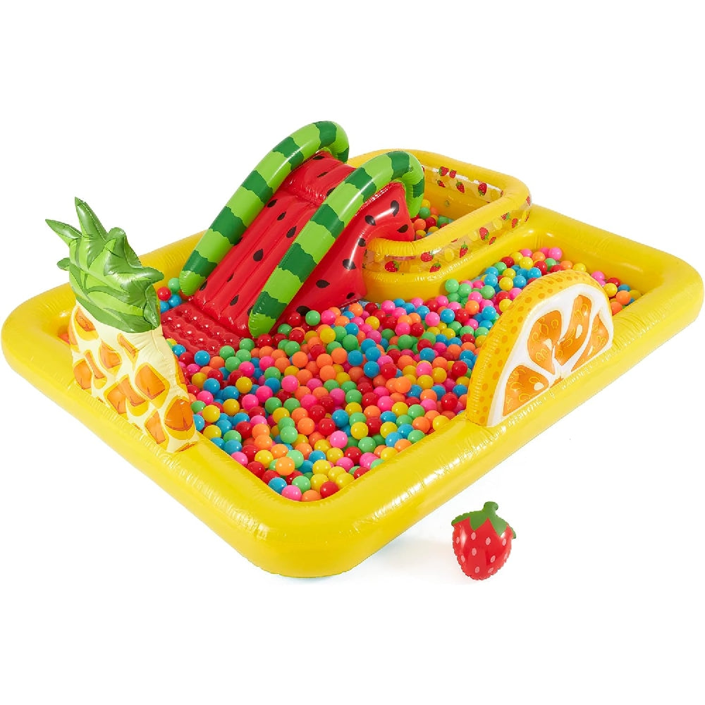 INTEX Fun'N Fruity Inflatable Water Play Center – Dual Pool Splash Pad with Pineapple Slide & Watermelon Sprayer