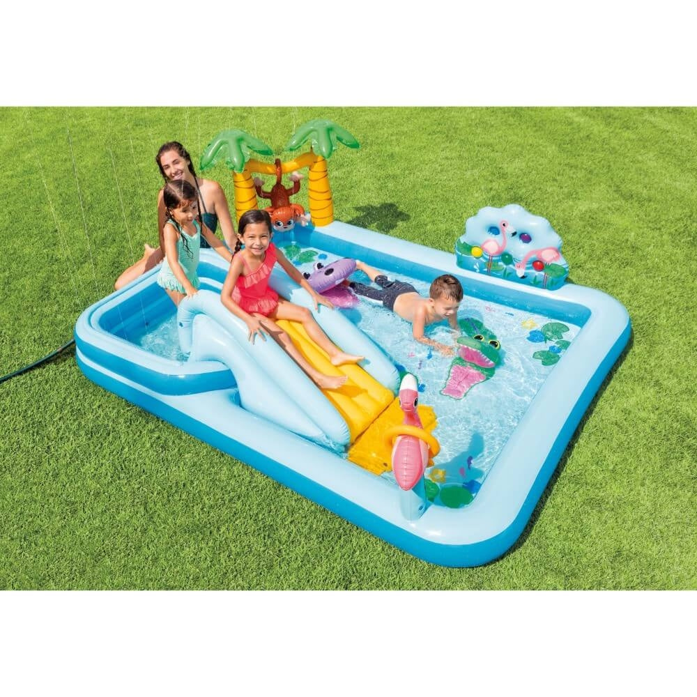 INTEX Jungle Adventures Inflatable Play Center – Double Pool Water Park with Slide & Interactive Toys - Image 2