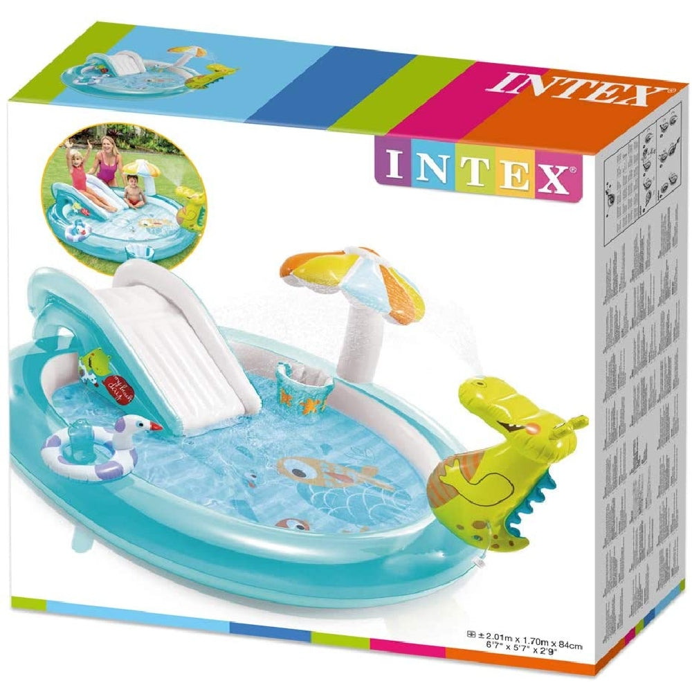 INTEX Gator Inflatable Play Center – Interactive Crocodile Water Park with Slide, Sprayer & Ring Toss - Image 2