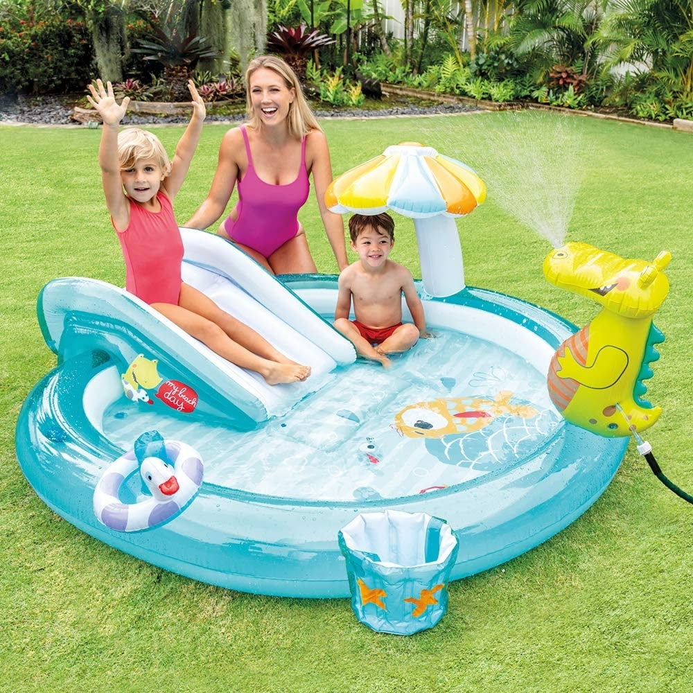 INTEX Gator Inflatable Play Center – Interactive Crocodile Water Park with Slide, Sprayer & Ring Toss - Image 3