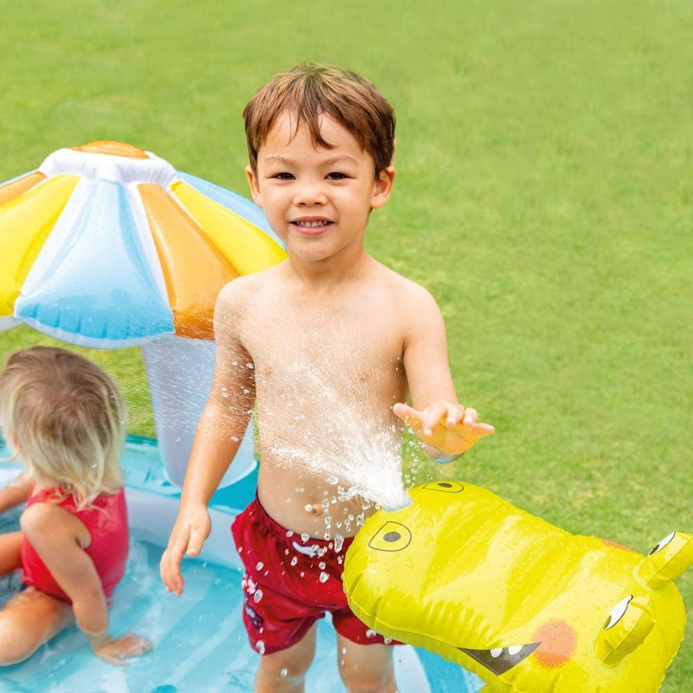 INTEX Gator Inflatable Play Center – Interactive Crocodile Water Park with Slide, Sprayer & Ring Toss - Image 4