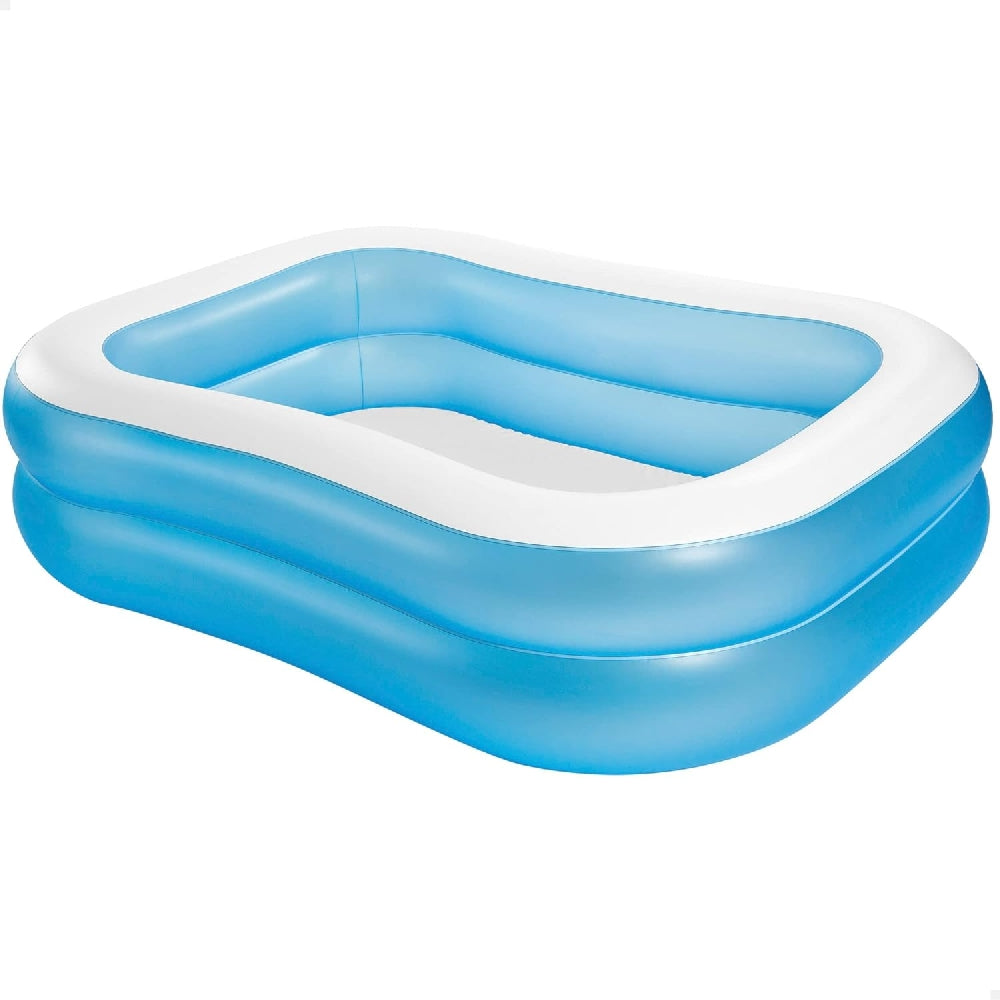 INTEX 6.5ft Swim Center Family Pool – Classic Rectangular Inflatable Backyard Pool with Three Air Chambers