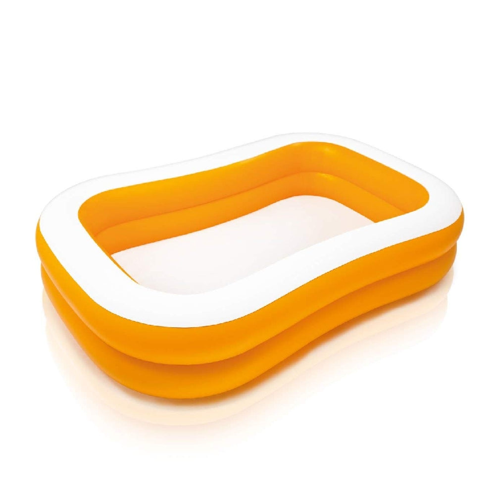 INTEX Mandarin Swim Center Family Pool – Vibrant Orange 2-Ring Inflatable Pool with Extra-Wide Walls