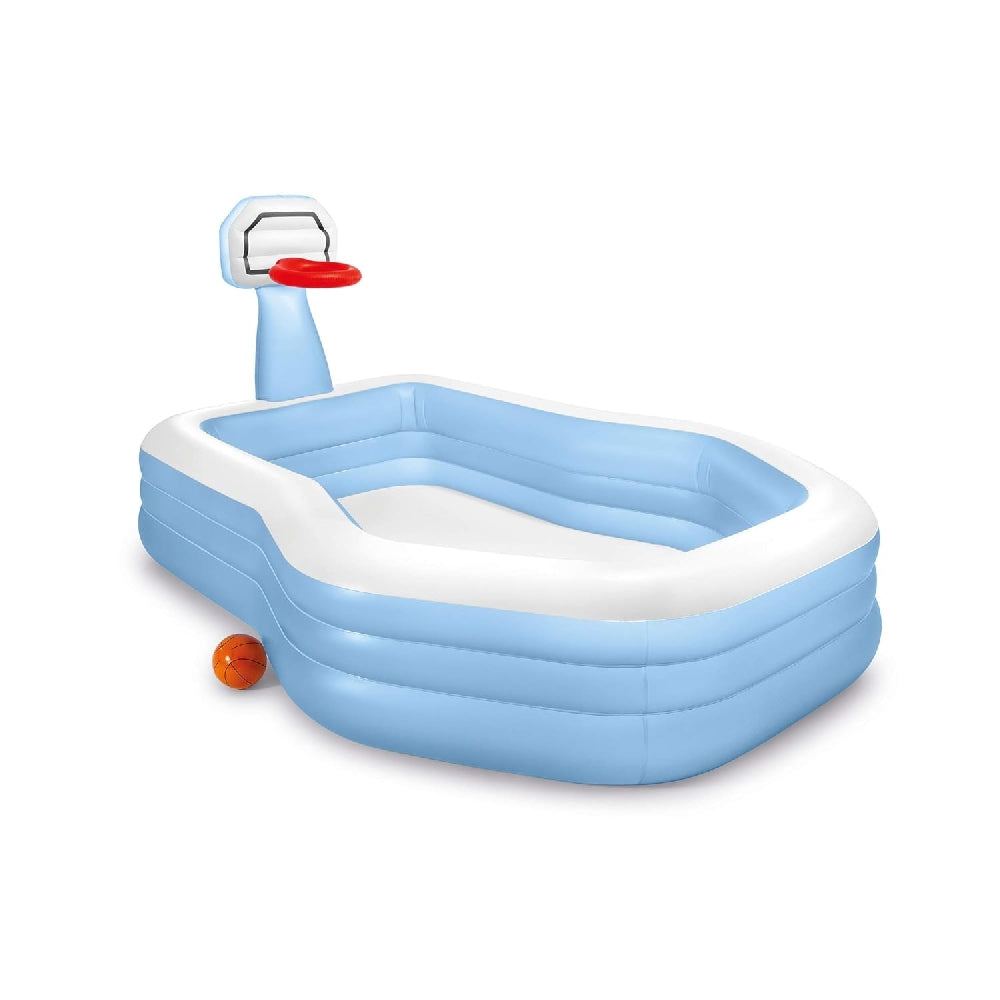 INTEX Shootin' Hoops Family Inflatable Pool – Backyard Splash Pool with Built-in Basketball Hoop & Ball