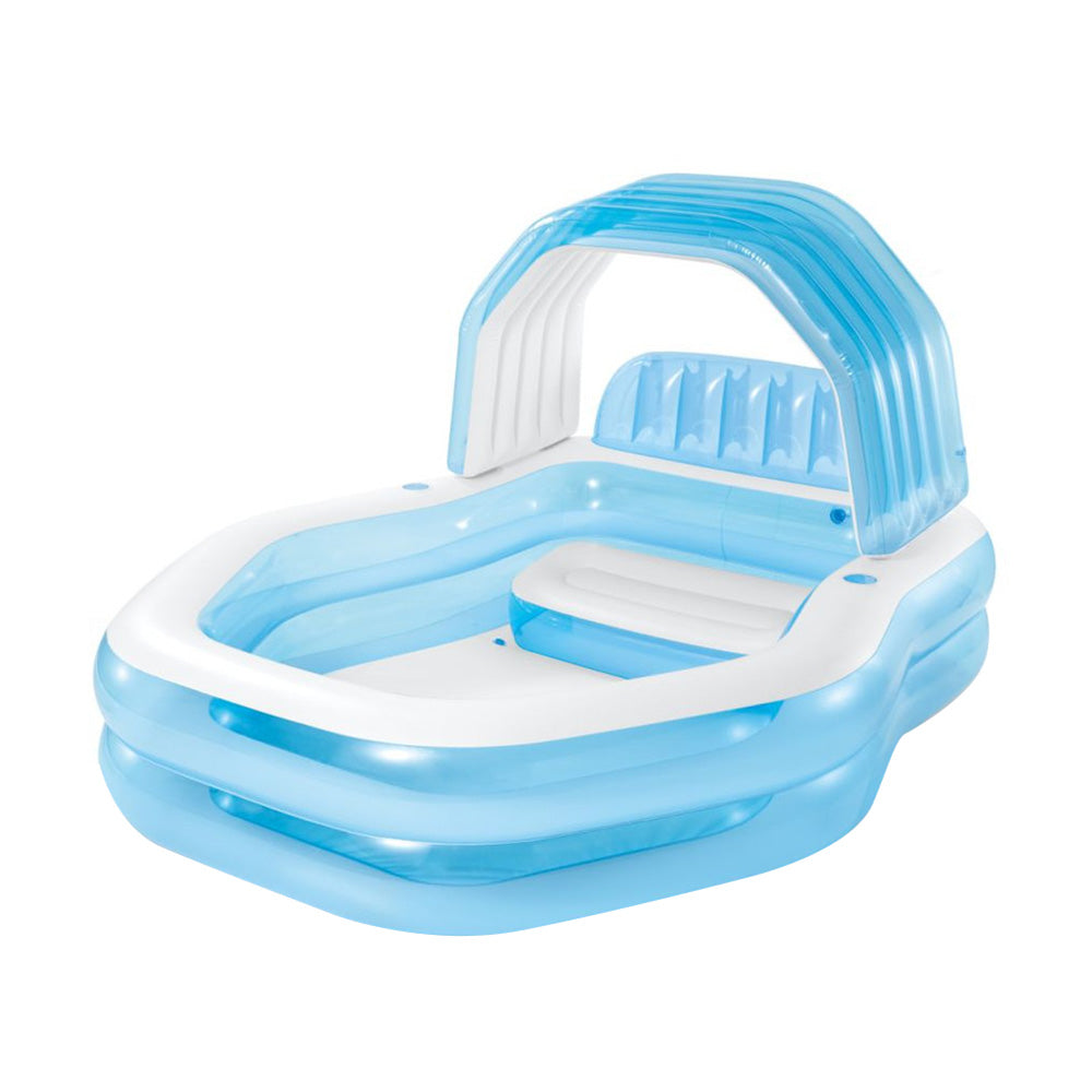INTEX Sunshade Family Inflatable Pool – Large Rectangular Backyard Splash Pool with Removable Sun Canopy