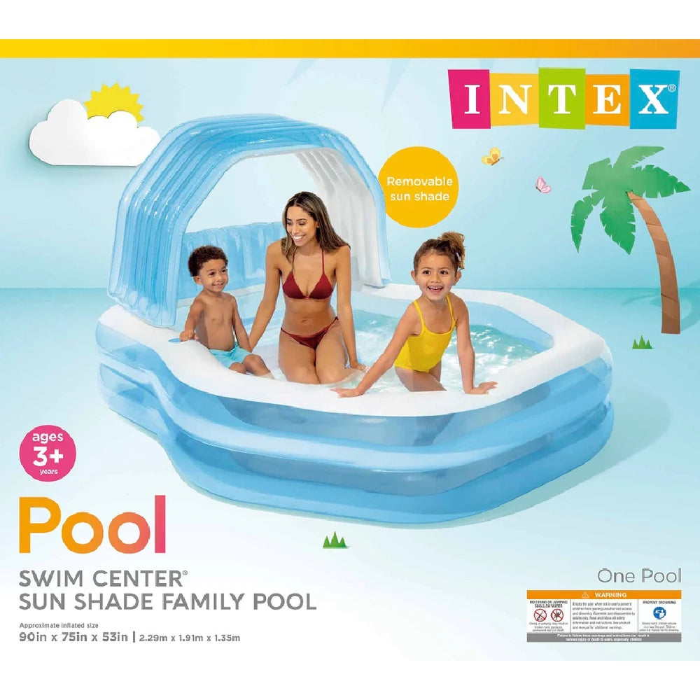 INTEX Sunshade Family Inflatable Pool – Large Rectangular Backyard Splash Pool with Removable Sun Canopy - Image 3