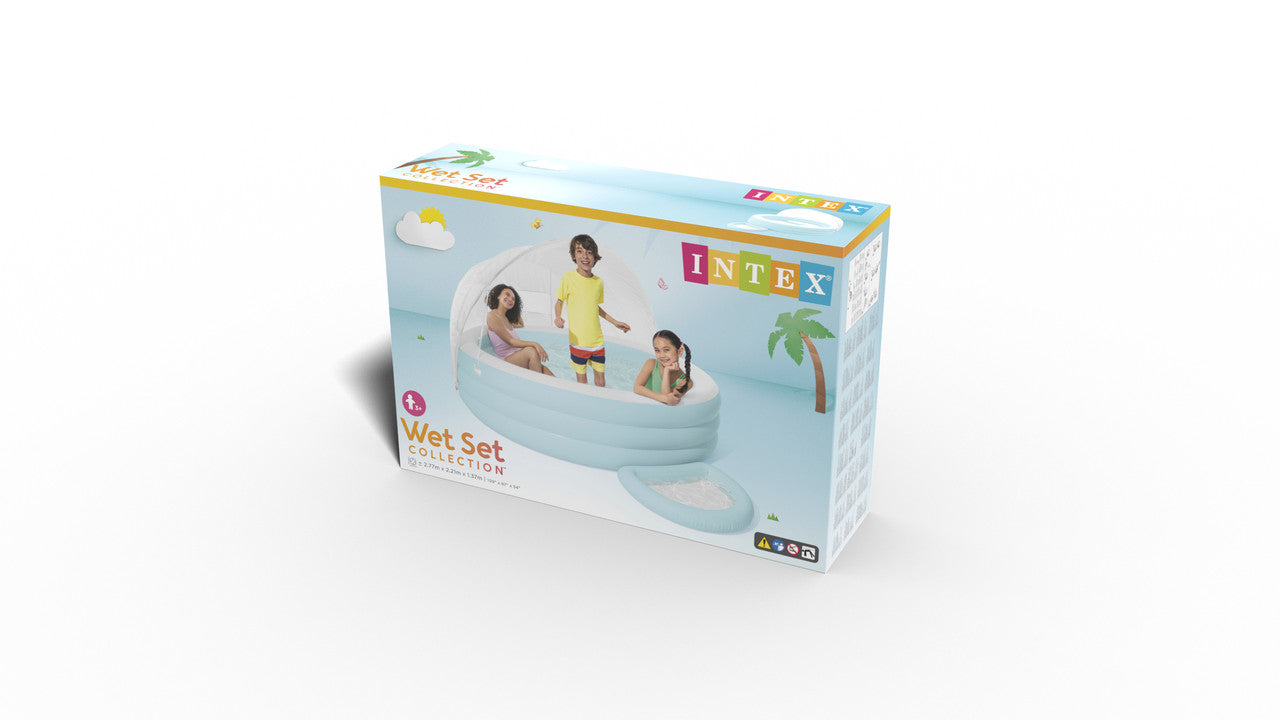 INTEX Swim Center Canopy Lounge Pool – Large Inflatable Family Pool with Removable UPF 50+ Sun Shade - Image 2
