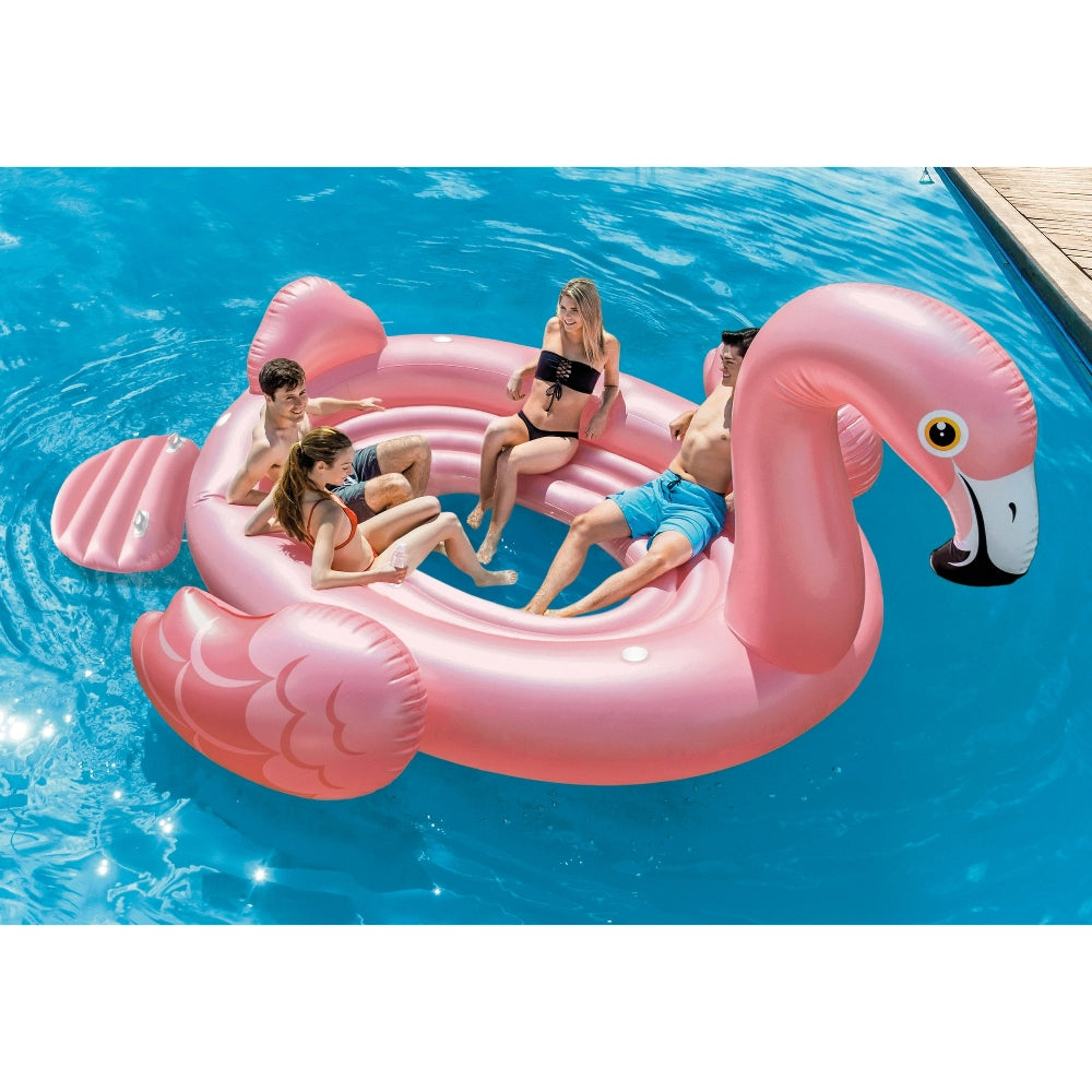 INTEX Giant Flamingo Party Island – Massive 14ft Inflatable Floating Lounge with Seating & Cooler (13+) - Image 2