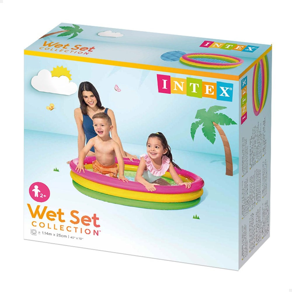 INTEX Sunset Glow Baby Pool – 3-Ring Rainbow Inflatable Toddler Splash Pool with Soft Padded Floor - Image 4