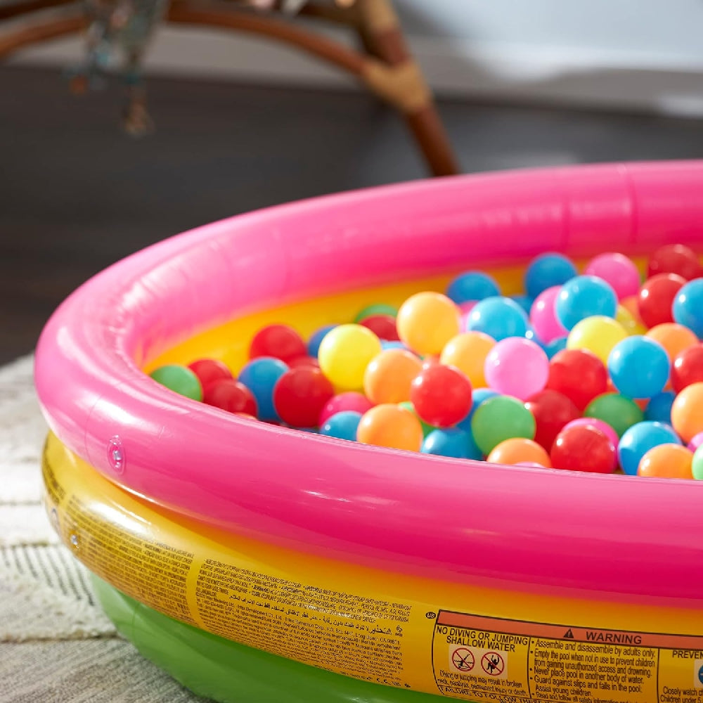 INTEX 3-Ring Sunset Glow Inflatable Pool – Classic Round Rainbow Wading Pool for Backyard Water Play - Image 4