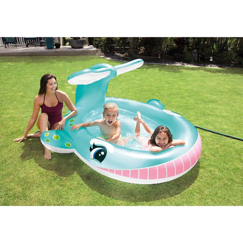 INTEX Whale Spray Inflatable Toddler Pool – Friendly Whale Shape with Built-in Water Sprayer Tail - Image 2