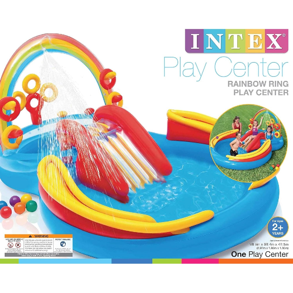 INTEX Rainbow Ring Inflatable Play Center – Mega Water Park with Slide, Sprayer & Ring Toss - Image 3