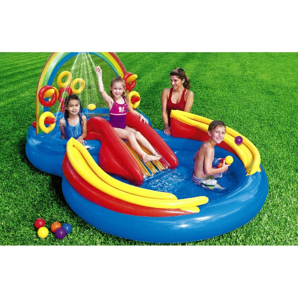 INTEX Rainbow Ring Inflatable Play Center – Mega Water Park with Slide, Sprayer & Ring Toss - Image 4