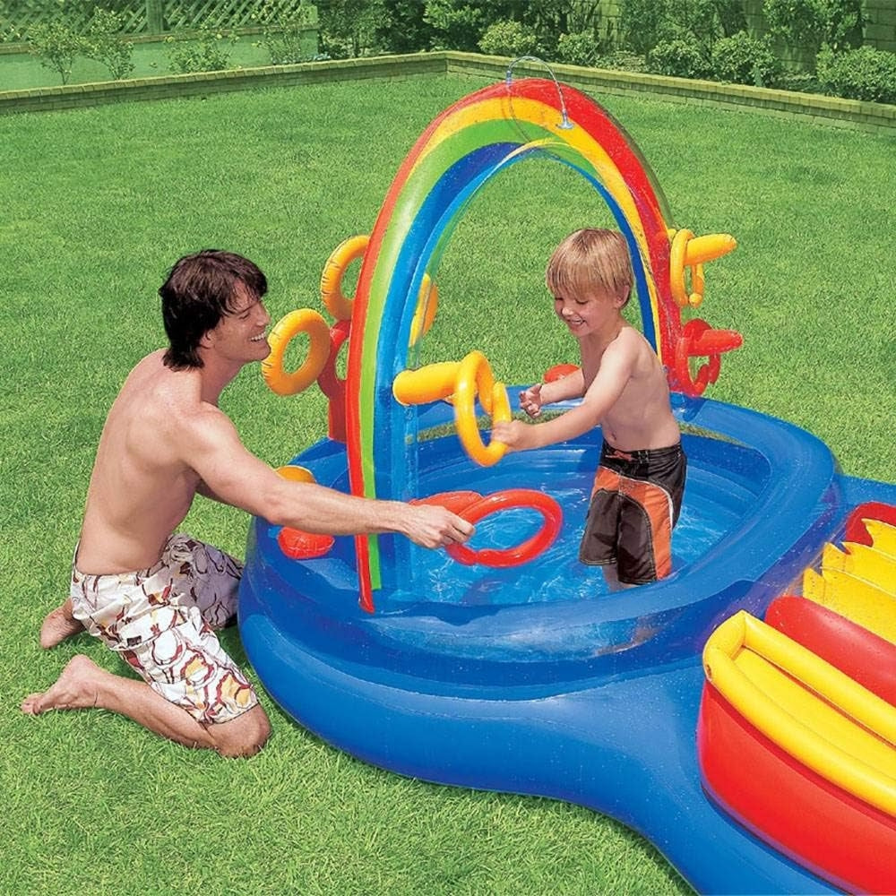 INTEX Rainbow Ring Inflatable Play Center – Mega Water Park with Slide, Sprayer & Ring Toss - Image 5