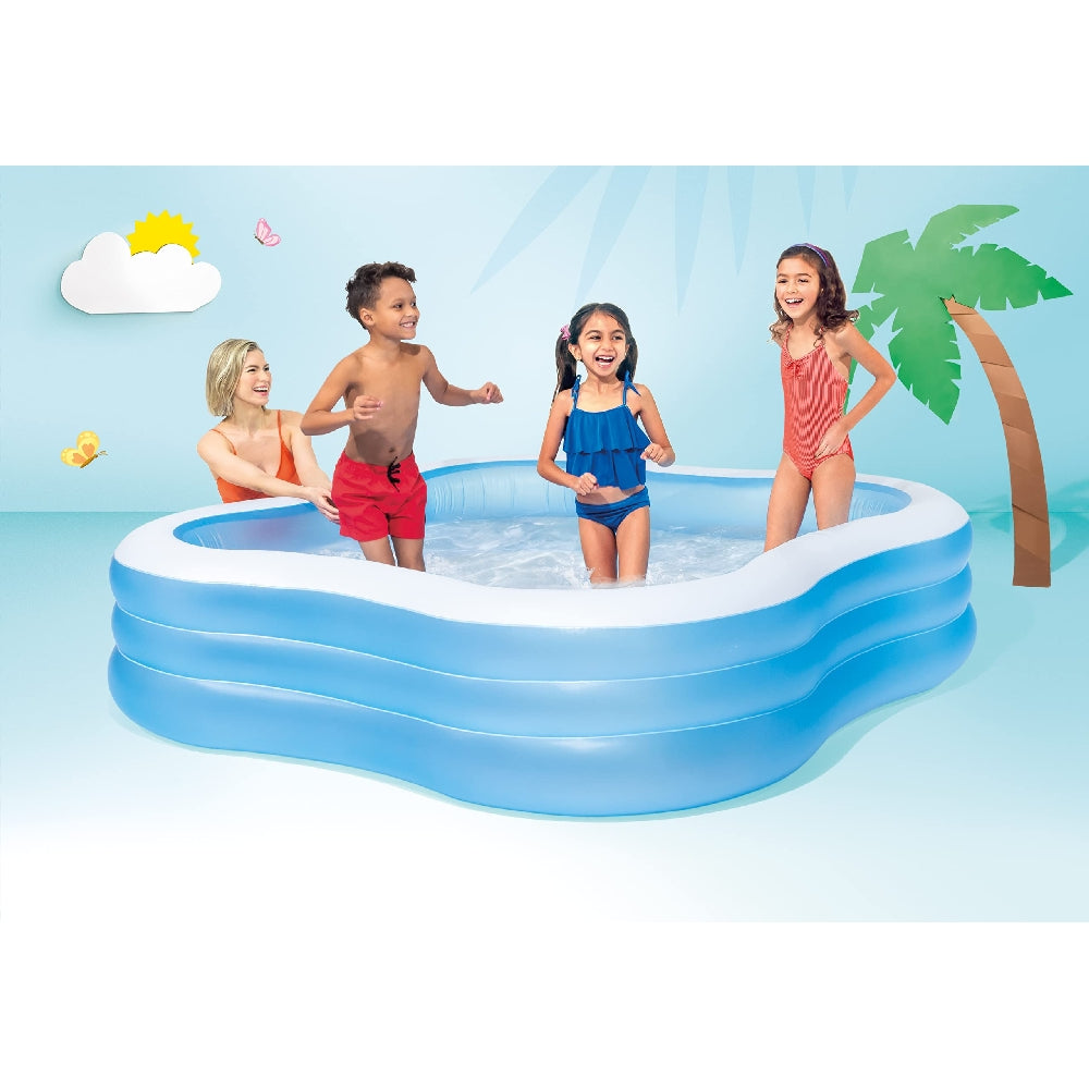 INTEX 10ft Beach Wave Swim Center Pool – Sophisticated Blue Wave Sidewalls & Spacious Family Cooling - Image 3