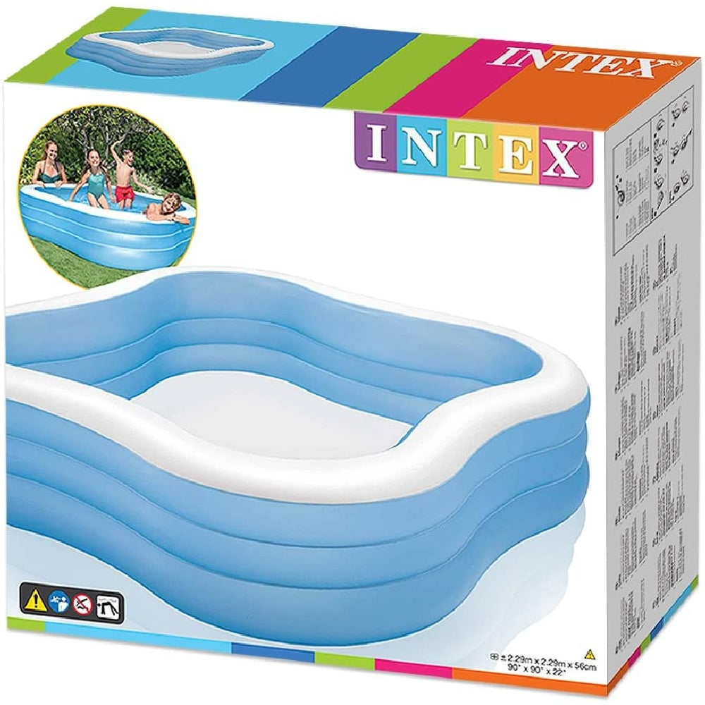 INTEX 10ft Beach Wave Swim Center Pool – Sophisticated Blue Wave Sidewalls & Spacious Family Cooling - Image 4