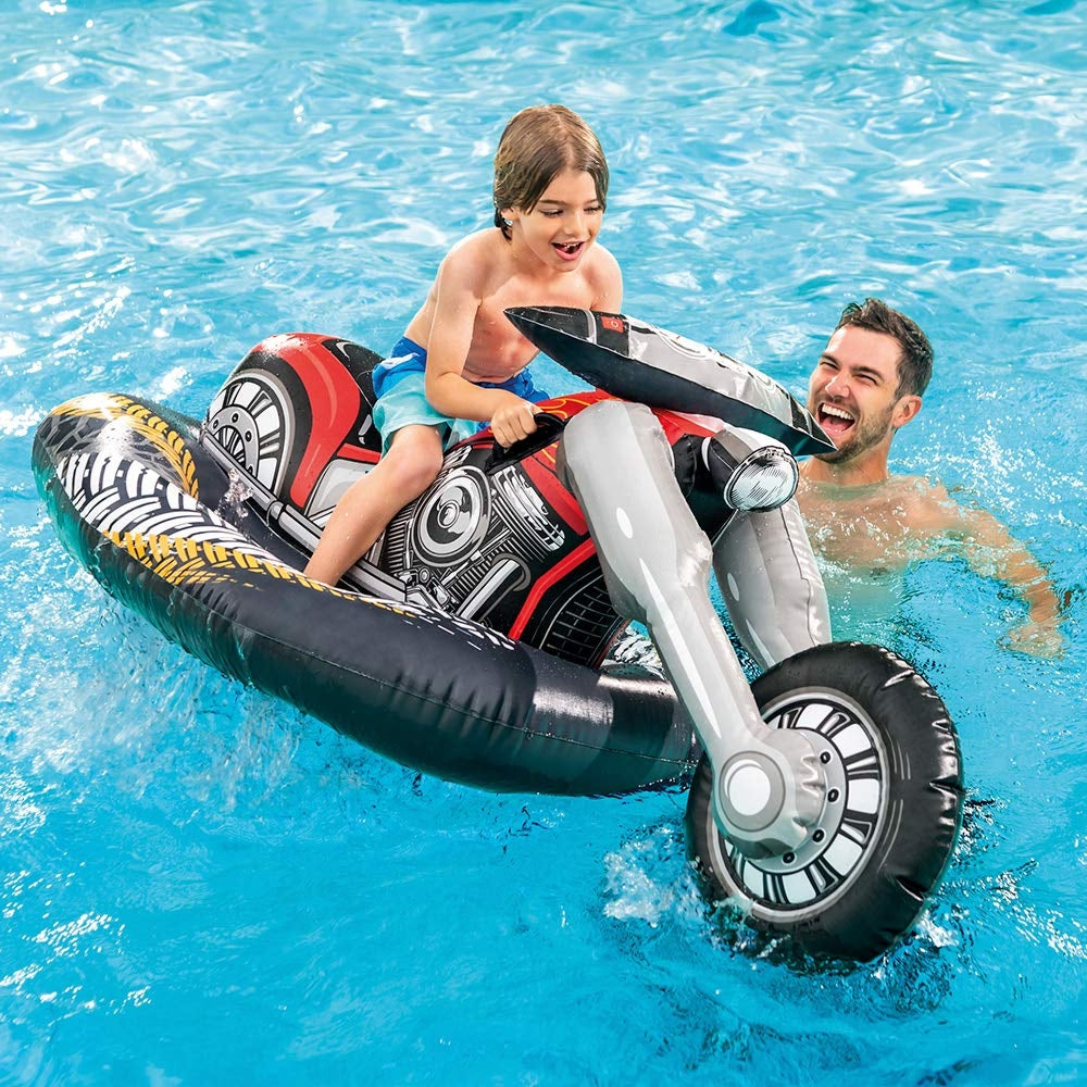 INTEX Cruiser Motorbike Ride-On – Large Inflatable Motorcycle Water Float with Heavy-Duty Stability Handles - Image 3