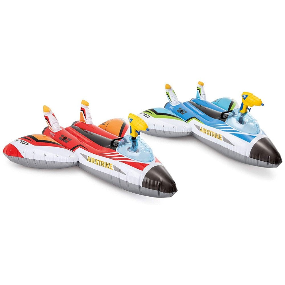 INTEX Water Gun Plane Ride-On – Fighter Jet Inflatable Float with Integrated Constant-Feed Squirt Gun