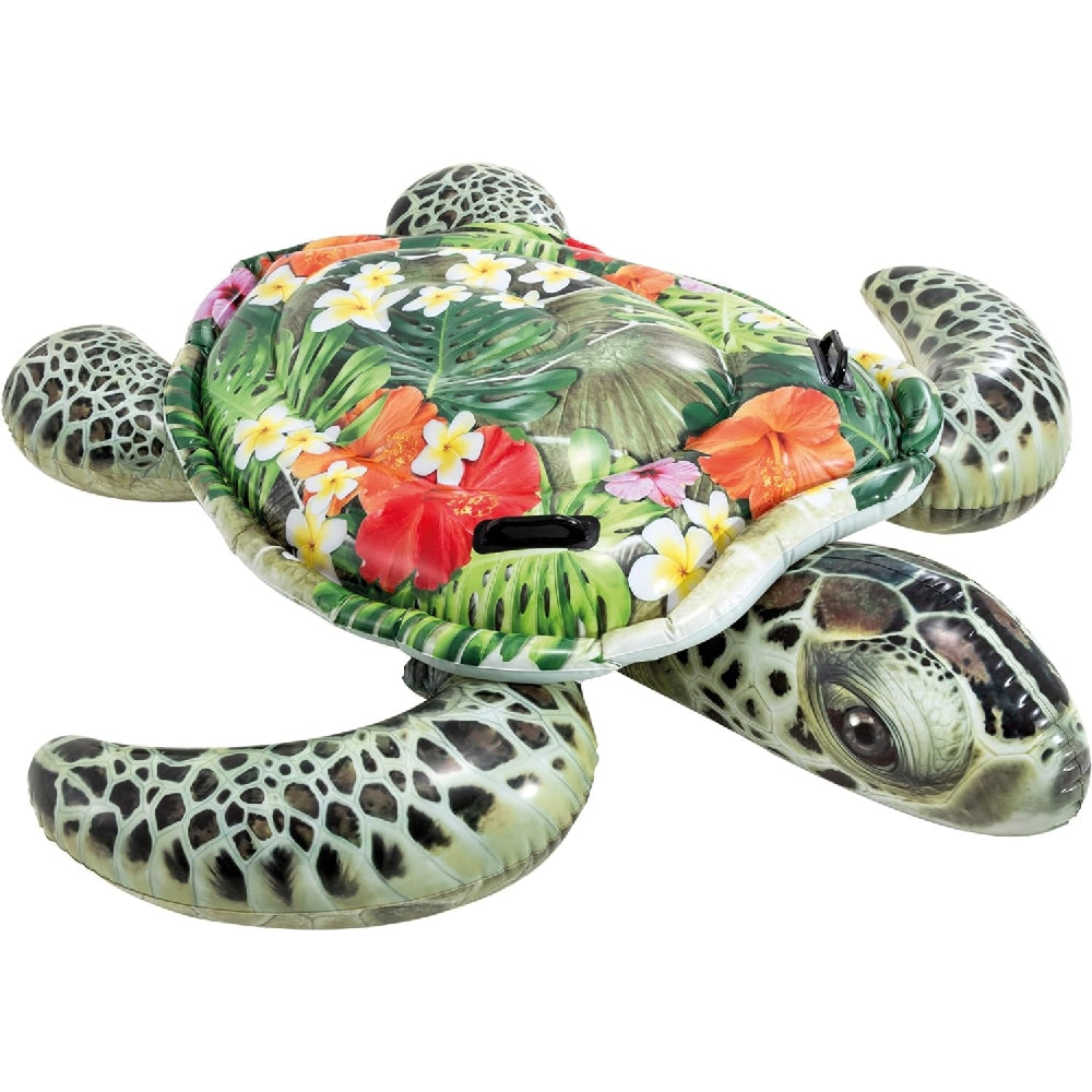 INTEX Realistic Sea Turtle Ride-On – Detailed Turtle Graphics Inflatable Pool Float with Sturdy Handles