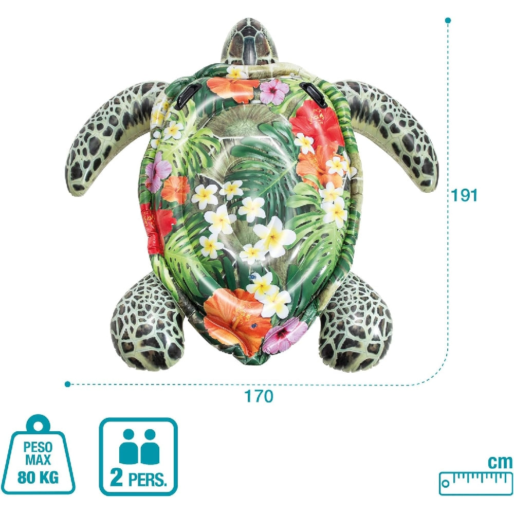 INTEX Realistic Sea Turtle Ride-On – Detailed Turtle Graphics Inflatable Pool Float with Sturdy Handles - Image 2