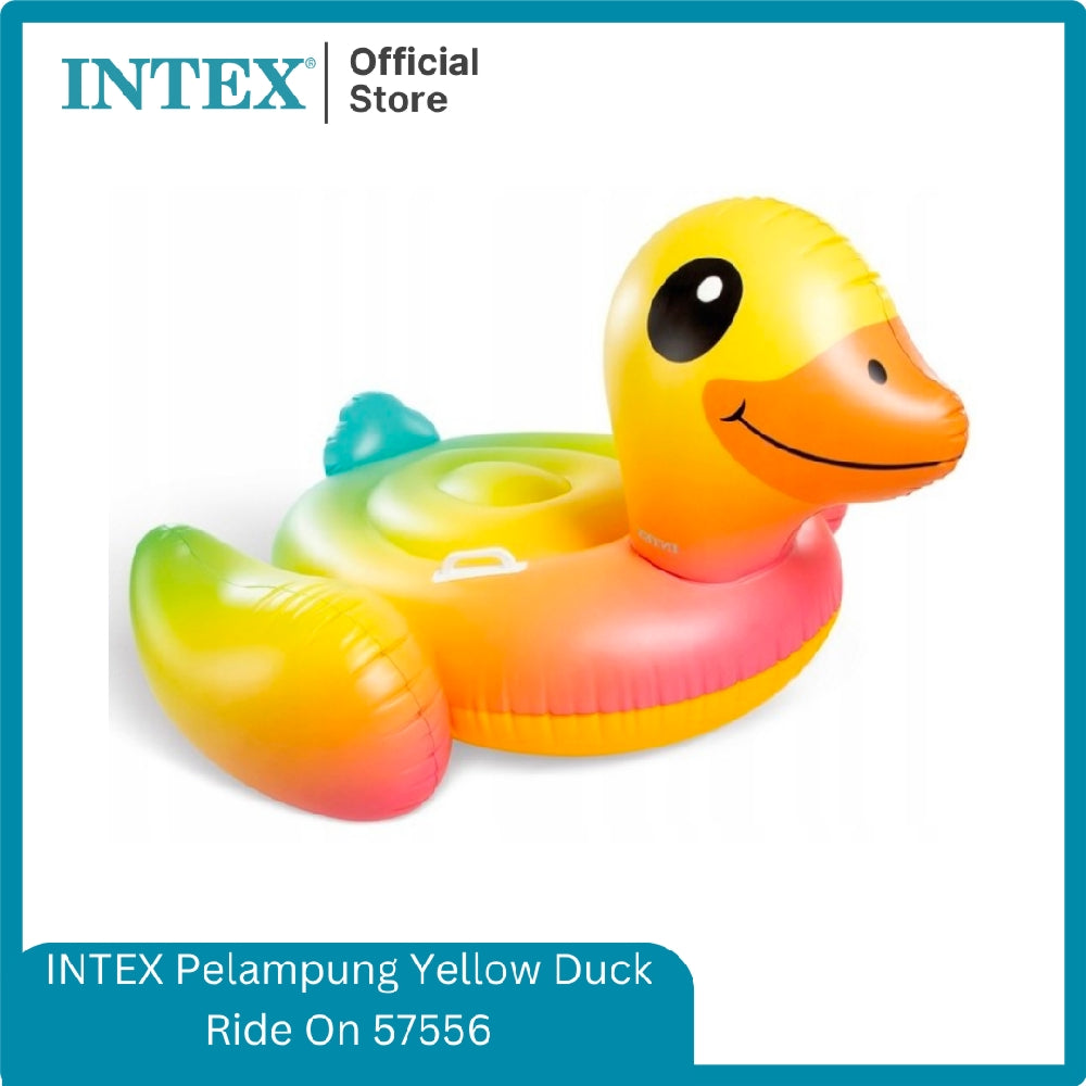 INTEX Giant Yellow Duck Ride-On Float – Classic Rubber Duckie Style Inflatable Lounge with Safety Handles - Image 3
