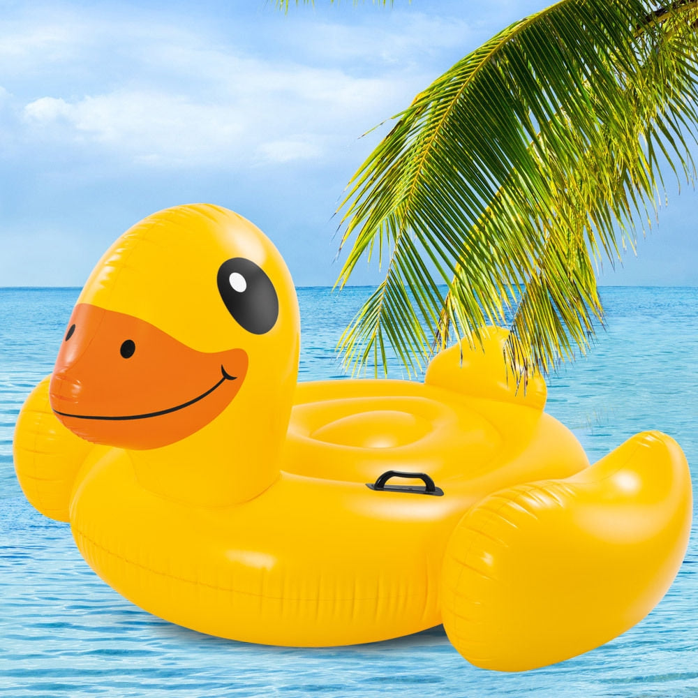 INTEX Giant Yellow Duck Ride-On Float – Classic Rubber Duckie Style Inflatable Lounge with Safety Handles - Image 4