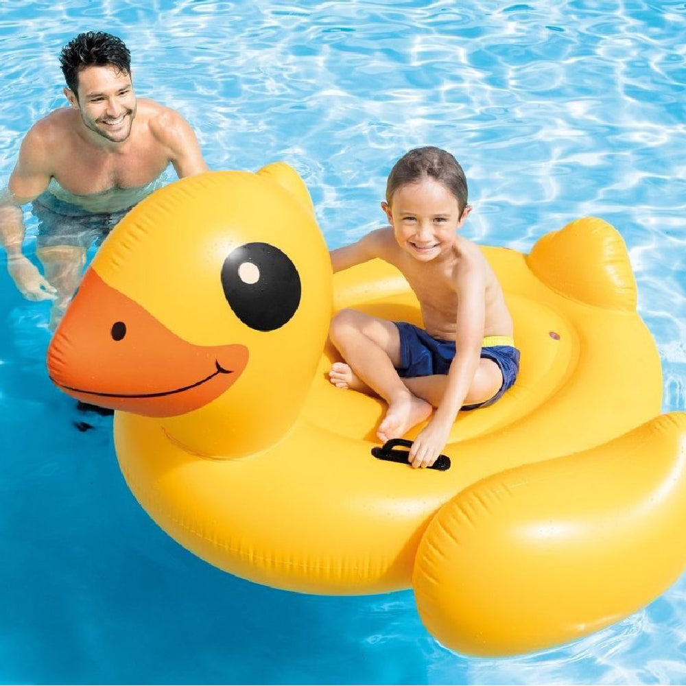 INTEX Giant Yellow Duck Ride-On Float – Classic Rubber Duckie Style Inflatable Lounge with Safety Handles - Image 5