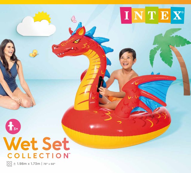 INTEX Mystical Dragon Ride-On Float – Large Red Dragon Inflatable Water Toy with Dual Stability Handles - Image 3