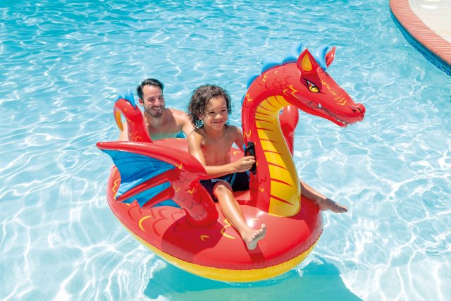 INTEX Mystical Dragon Ride-On Float – Large Red Dragon Inflatable Water Toy with Dual Stability Handles - Image 2