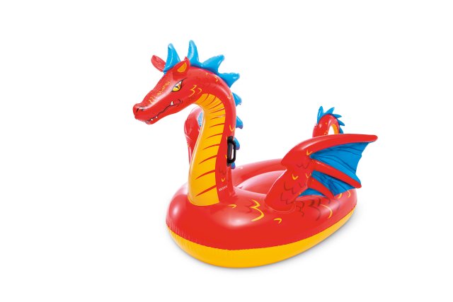 INTEX Mystical Dragon Ride-On Float – Large Red Dragon Inflatable Water Toy with Dual Stability Handles
