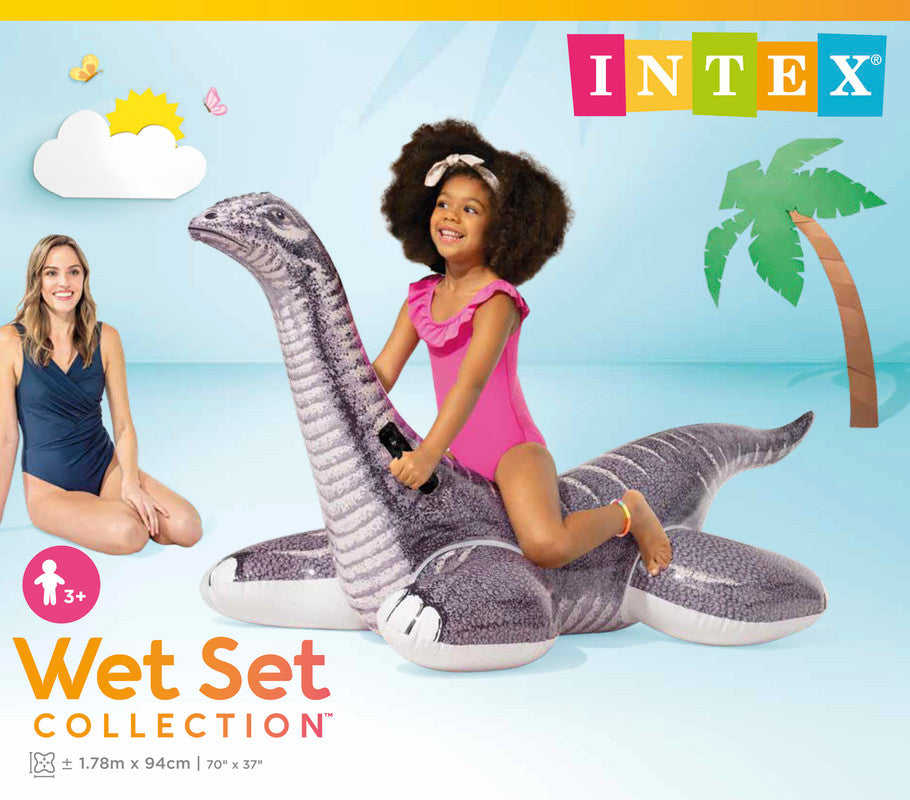 INTEX Brontosaurus Ride-On Pool Float – Prehistoric Dinosaur Inflatable with Safety Grip Handles - Image 6