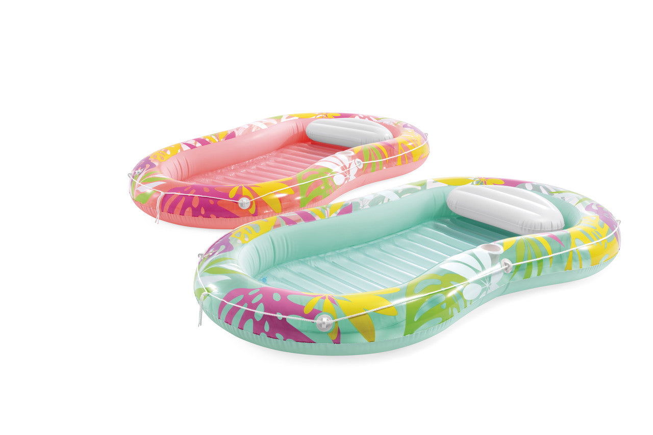 INTEX Tropical Oasis Inflatable Lounge – Premium Pool Recliner with Contoured Backrest & Integrated Cup Holder