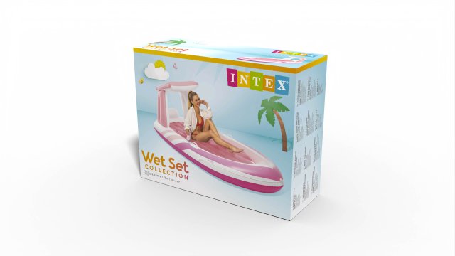 INTEX Pink Paradise Island Boat Float – Luxury Inflatable Lounge with Detachable Canopy & Cup Holders (13+) - Image 6