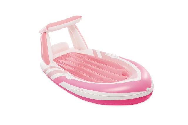 INTEX Pink Paradise Island Boat Float – Luxury Inflatable Lounge with Detachable Canopy & Cup Holders (13+) - Image 4