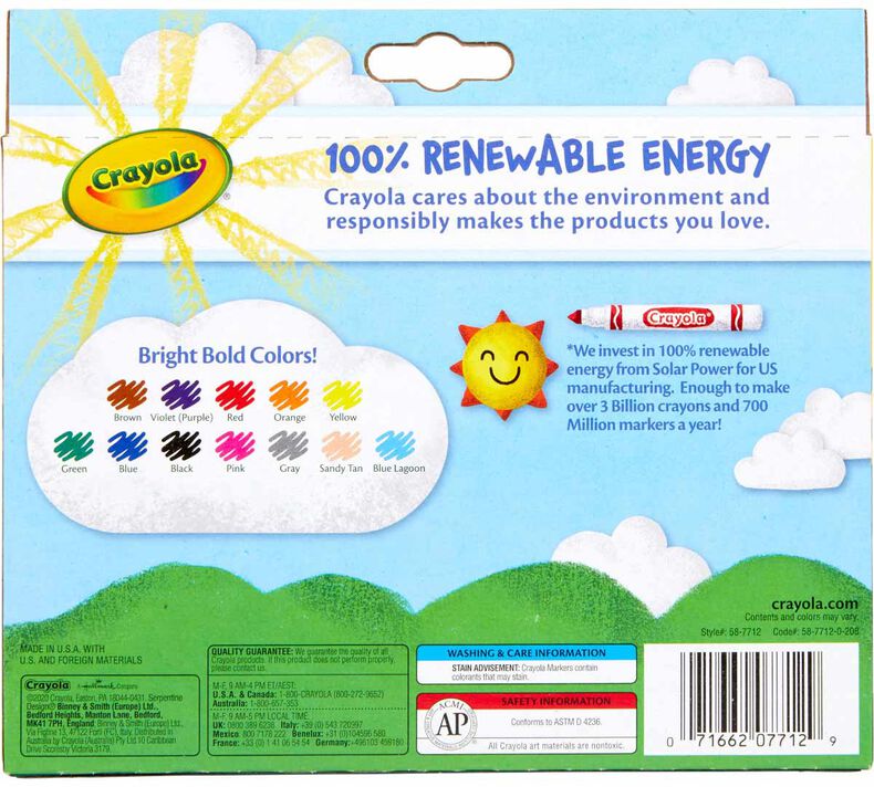 Broad Line Markers, Classic Colors, 12 Count