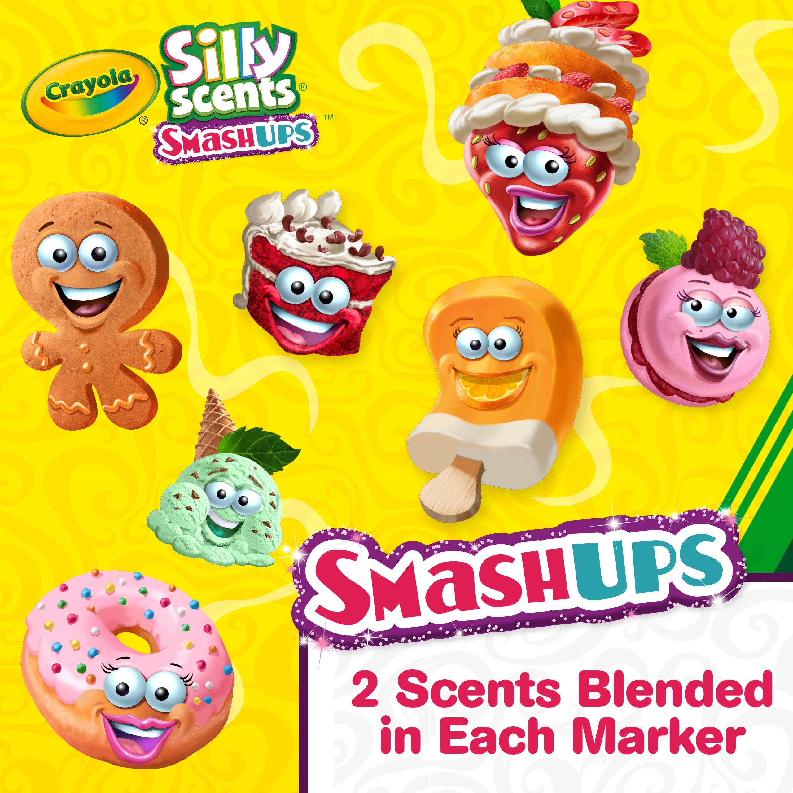 CRAYOLA Silly Scents Smash Up, Washable Markers 10Colors