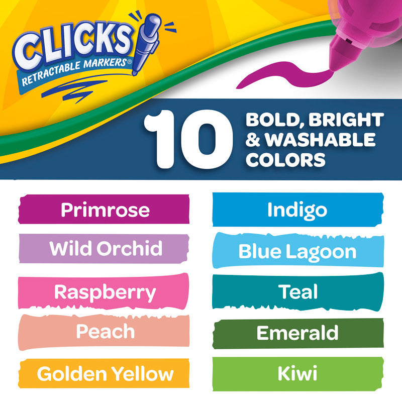 CRAYOLA LLC Crayola Clicks Bold Retractable Markers Unisex, 8+ Years, Pack of 10 - Image 3