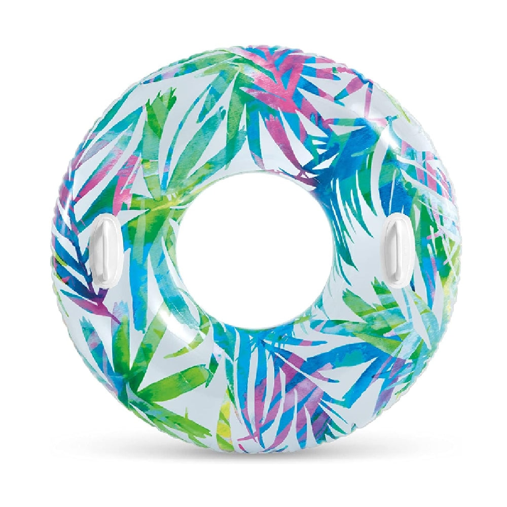 INTEX Tropical Flower Transparent Tube – Elegant Floral Print Swim Ring with Heavy-Duty Handles - Image 2