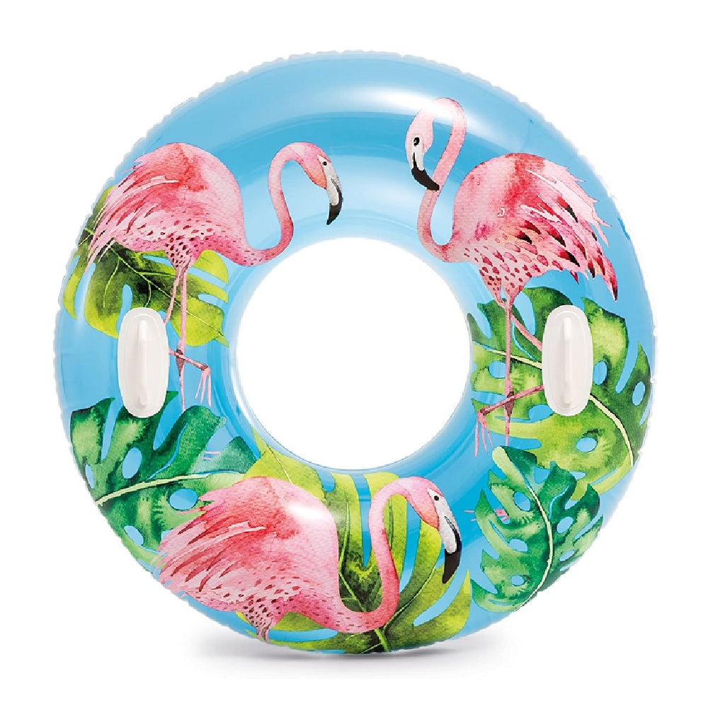INTEX Tropical Flower Transparent Tube – Elegant Floral Print Swim Ring with Heavy-Duty Handles - Image 3