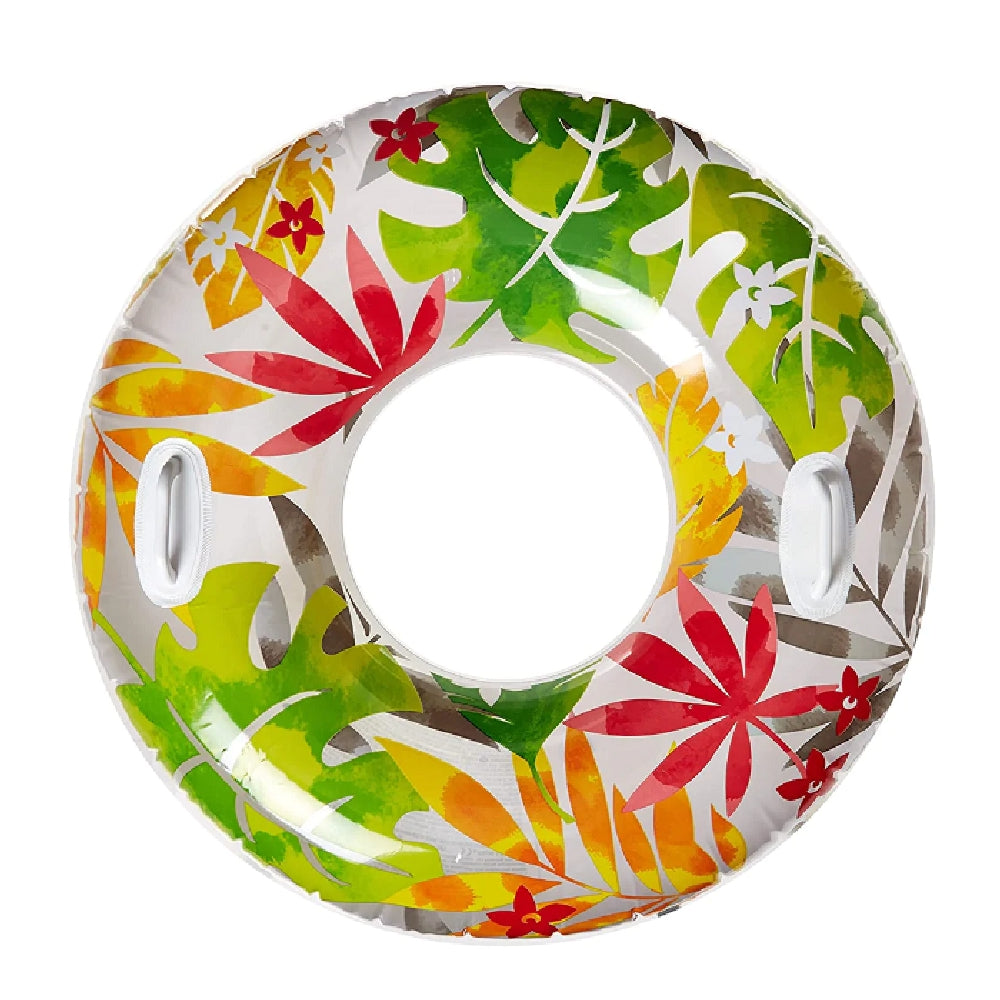 INTEX Tropical Flower Transparent Tube – Elegant Floral Print Swim Ring with Heavy-Duty Handles - Image 6