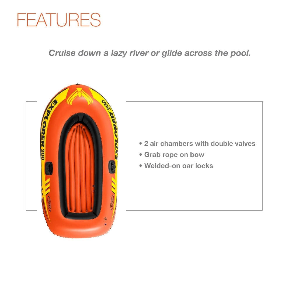 INTEX Explorer 200 Inflatable Boat – 2-Person Recreational Rowing Raft with 2 Air Chambers - Image 3