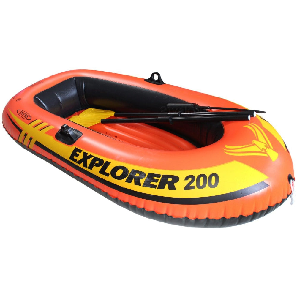 INTEX Explorer 200 Inflatable Boat Set – 2-Person Recreational Boat Includes Oars and High-Output Pump